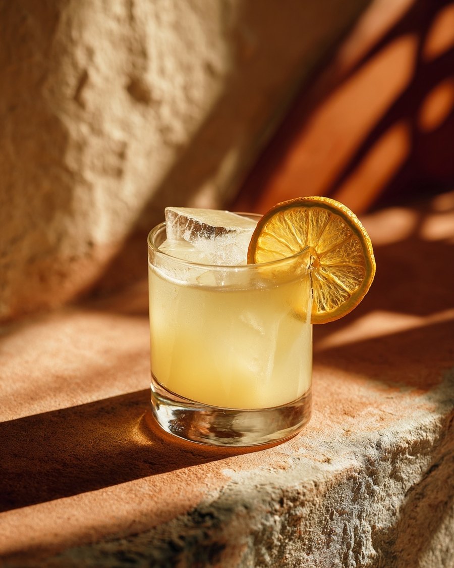 An amaro and grapefruit paloma over ice with citrus